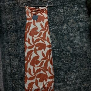 See You Monday Strapless Dress in Orange and Cream